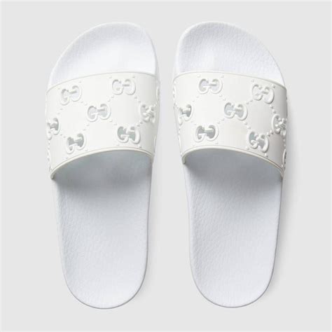 gucci rubber slide sandal white|Gucci rubber sandals sale.